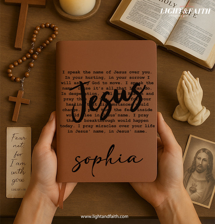 Personalized Christian Journal with Powerful Prayer Message, Custom Name Prayer & Faith Notebook, Religious Gift, First Communion Gifts, Birthday. NBLAF30